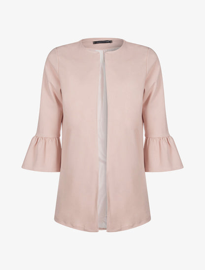Veste longue manches à volant - rose - 1