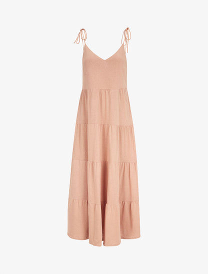Robe longue unie évasée - Rose saumon - 1