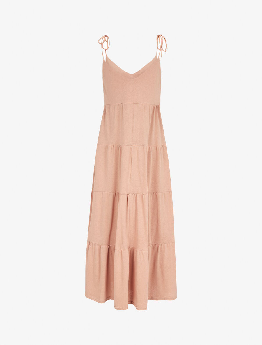 Robe longue unie évasée - Rose saumon - 2