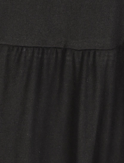 Robe longue unie évasée - Noir - 3