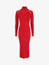 Robe pull à col roulé et épaules à détail boutons - Rouge - 4