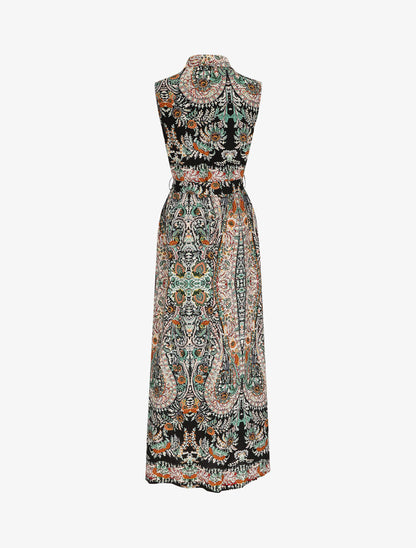 Robe chemise longue imprimé floral stylisé - Noir - 3