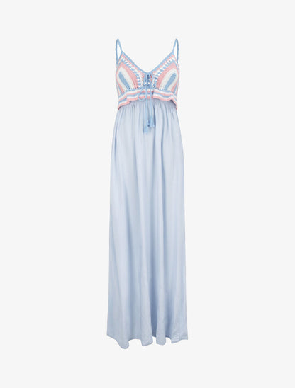 Robe longue à buste crochet - Bleu ciel - 4