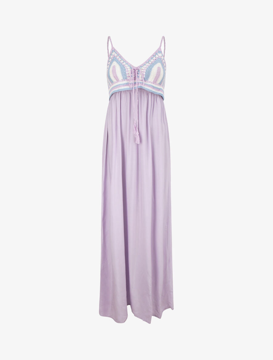 Robe longue à buste crochet - Lilas - 1