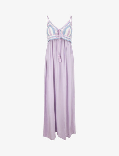Robe longue à buste crochet - Lilas - 1