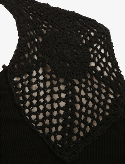 Débardeur côtelé à dos en crochet - Noir - 3