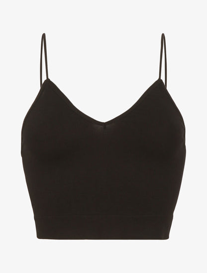 Crop top ajusté à fines bretelles - Noir - 1