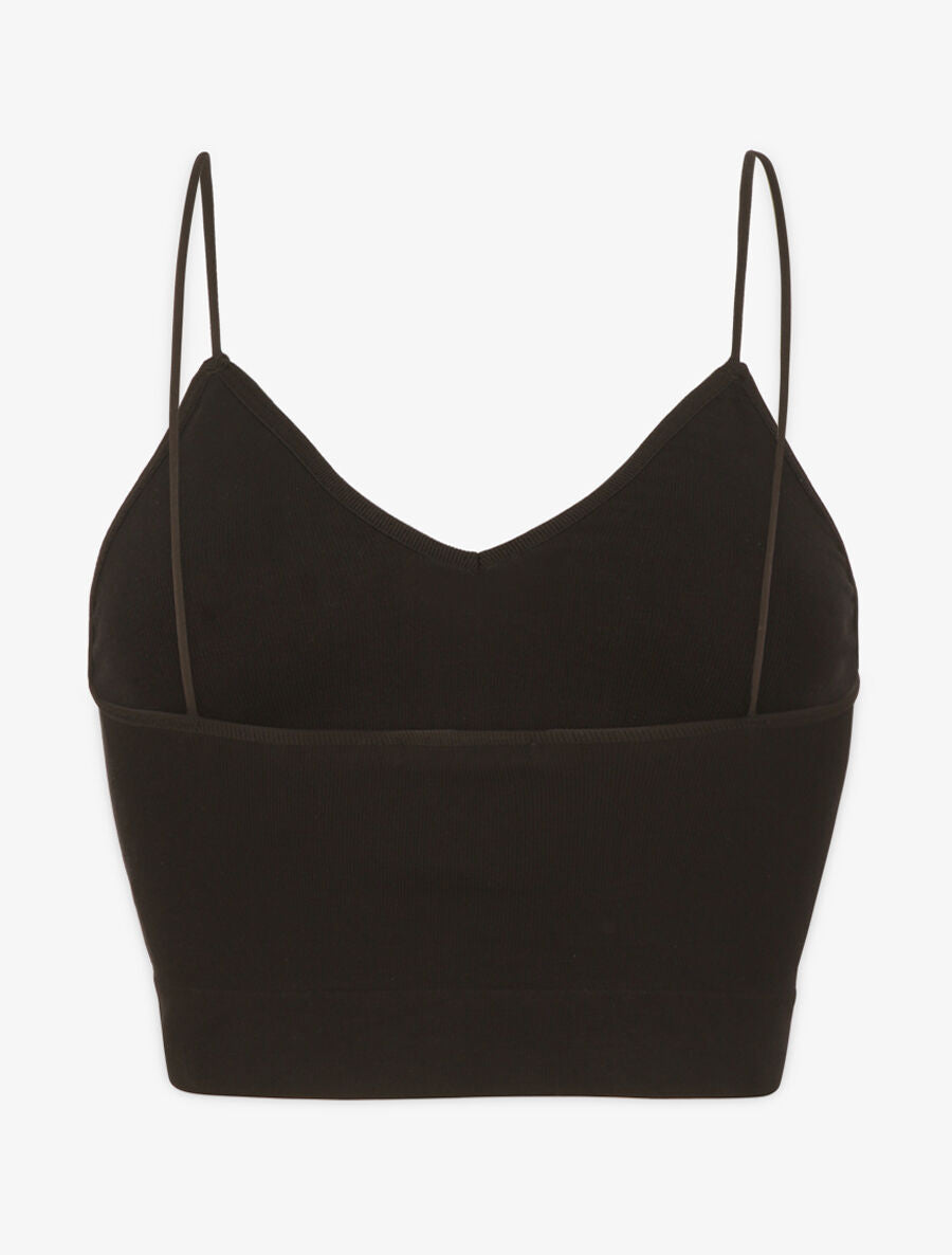 Crop top ajusté à fines bretelles - Noir - 2