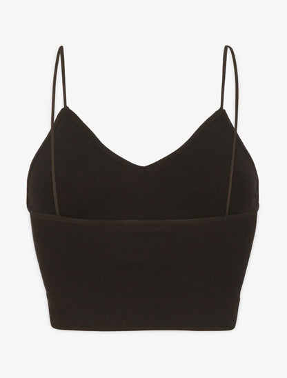 Crop top ajusté à fines bretelles - Noir - 2