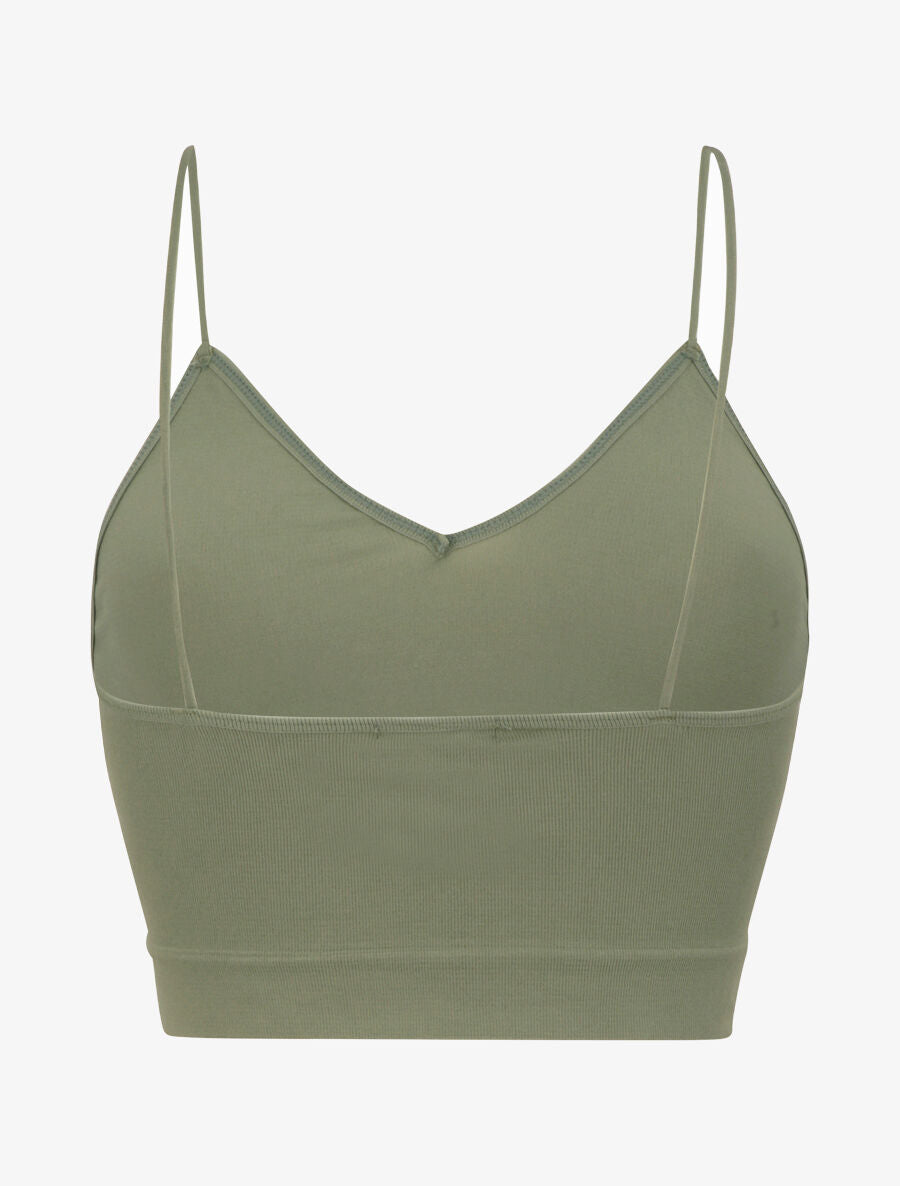Crop top ajusté à fines bretelles - Kaki - 2