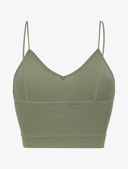 Crop top ajusté à fines bretelles - Kaki - 2