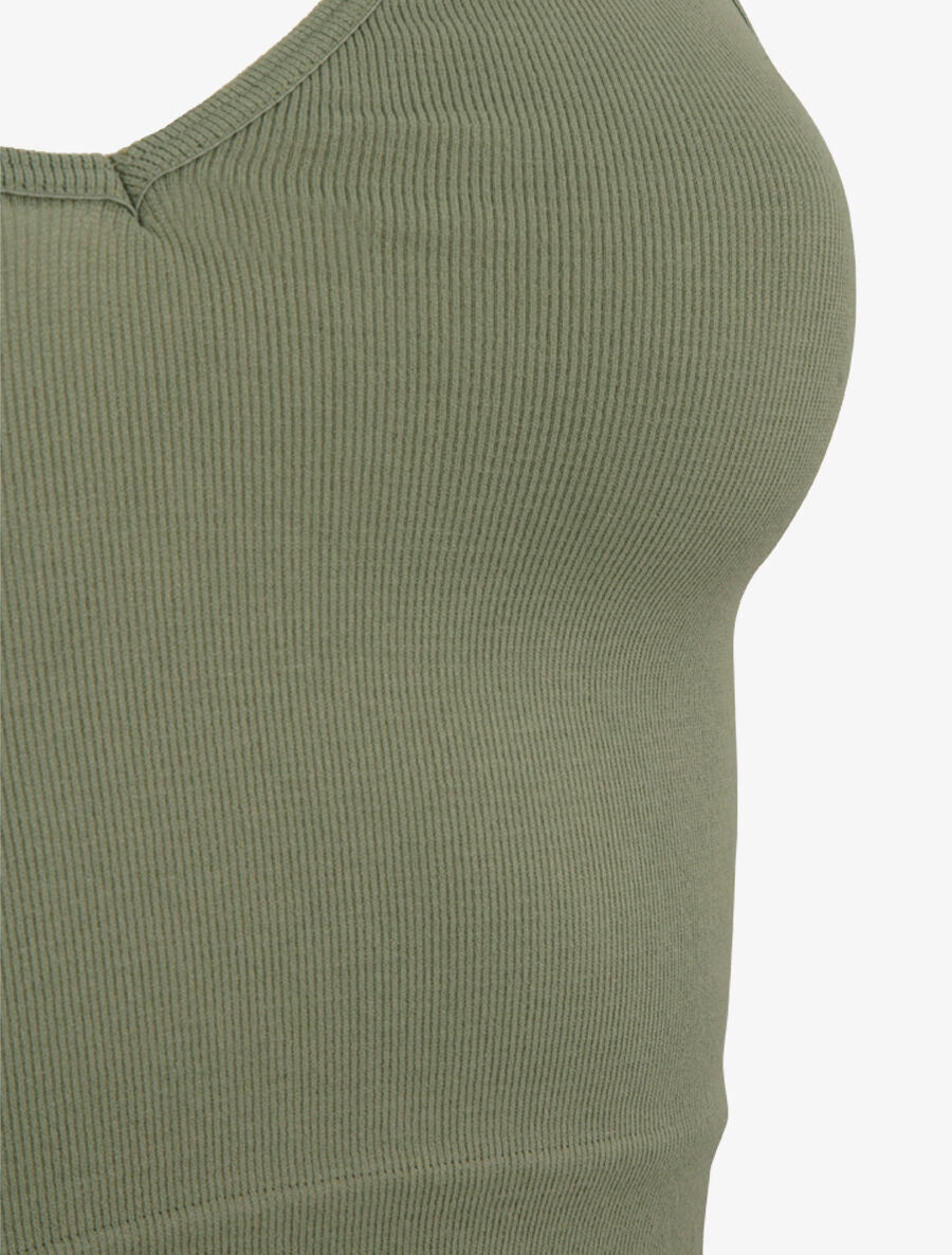 Crop top ajusté à fines bretelles - Kaki - 3
