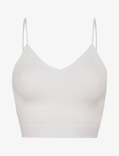 Crop top ajusté à fines bretelles - Blanc - 4