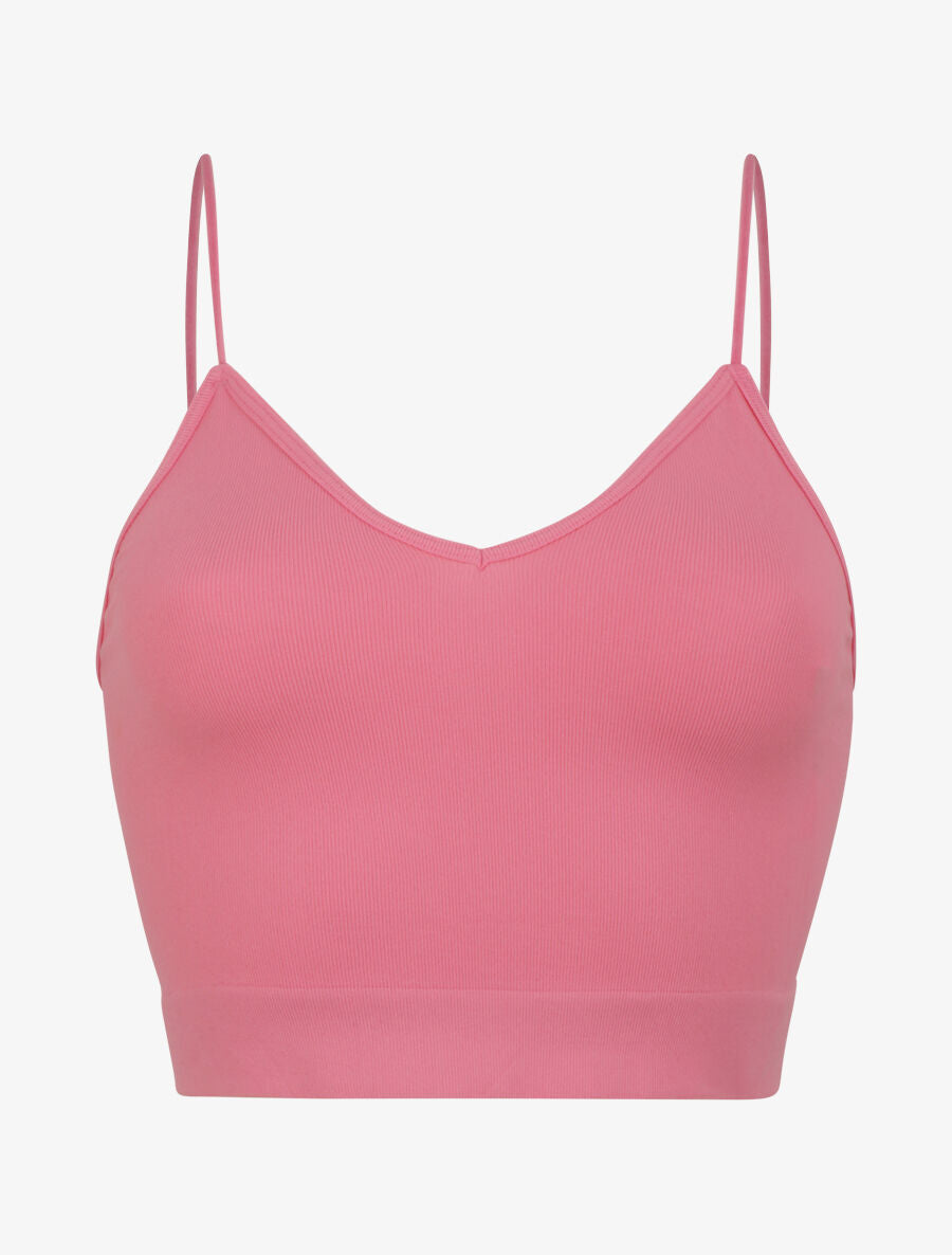 Crop top ajusté à fines bretelles - Rose - 4