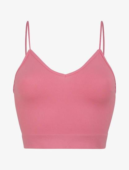 Crop top ajusté à fines bretelles - Rose - 4