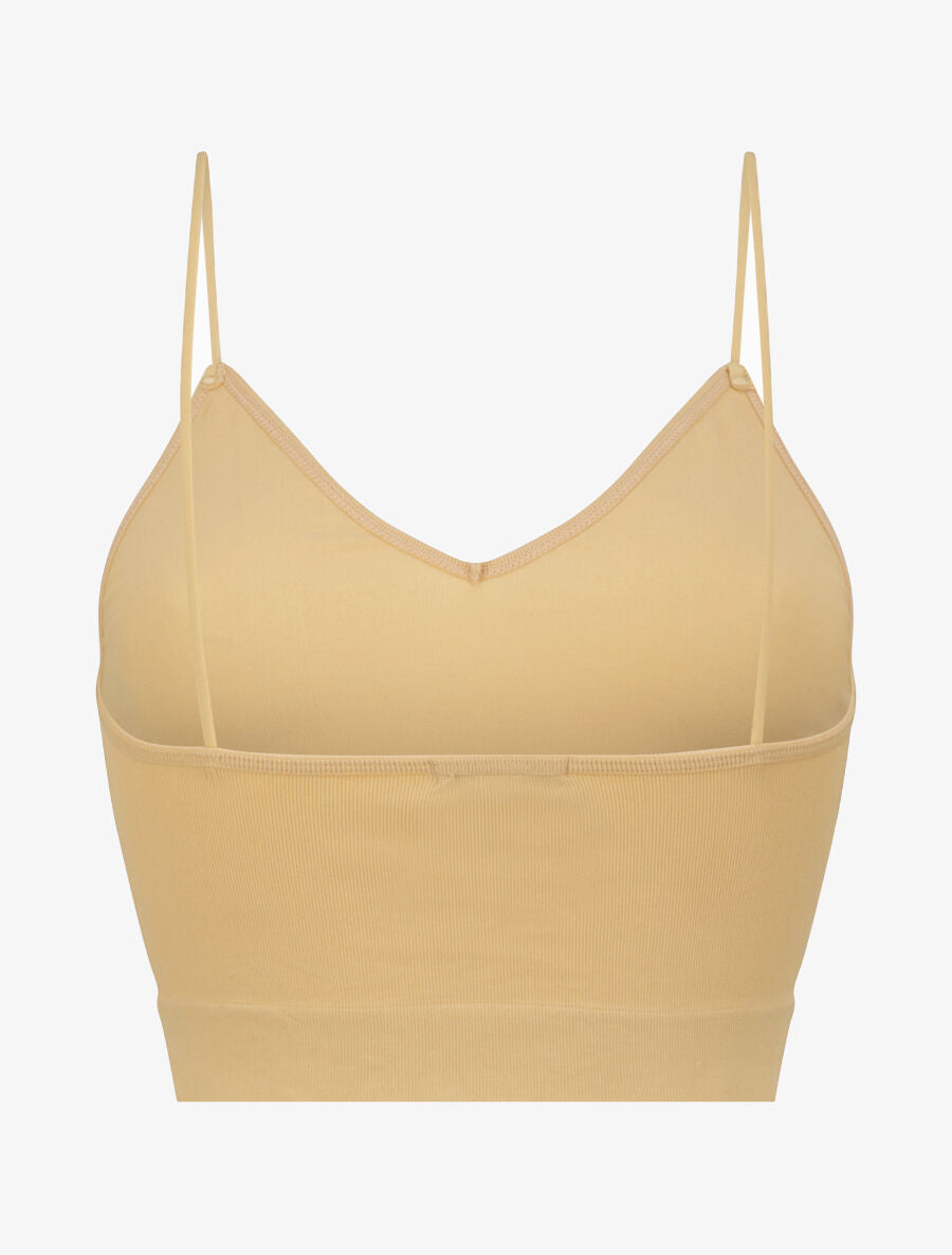 Crop top ajusté à fines bretelles - Beige - 2