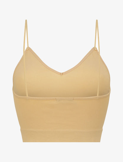 Crop top ajusté à fines bretelles - Beige - 2
