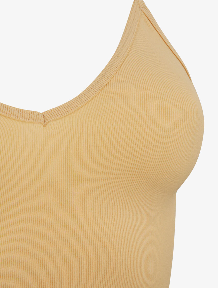 Crop top ajusté à fines bretelles - Beige - 3