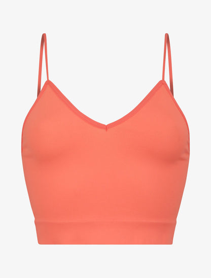 Crop top ajusté à fines bretelles - Rose fluo - 1