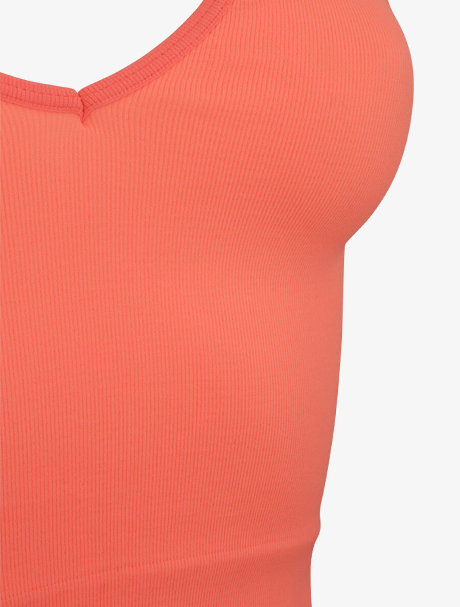 Crop top ajusté à fines bretelles - Rose fluo - 3
