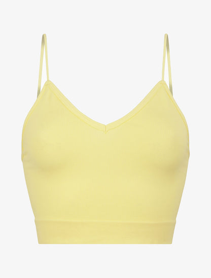 Crop top ajusté à fines bretelles - Jaune - 4