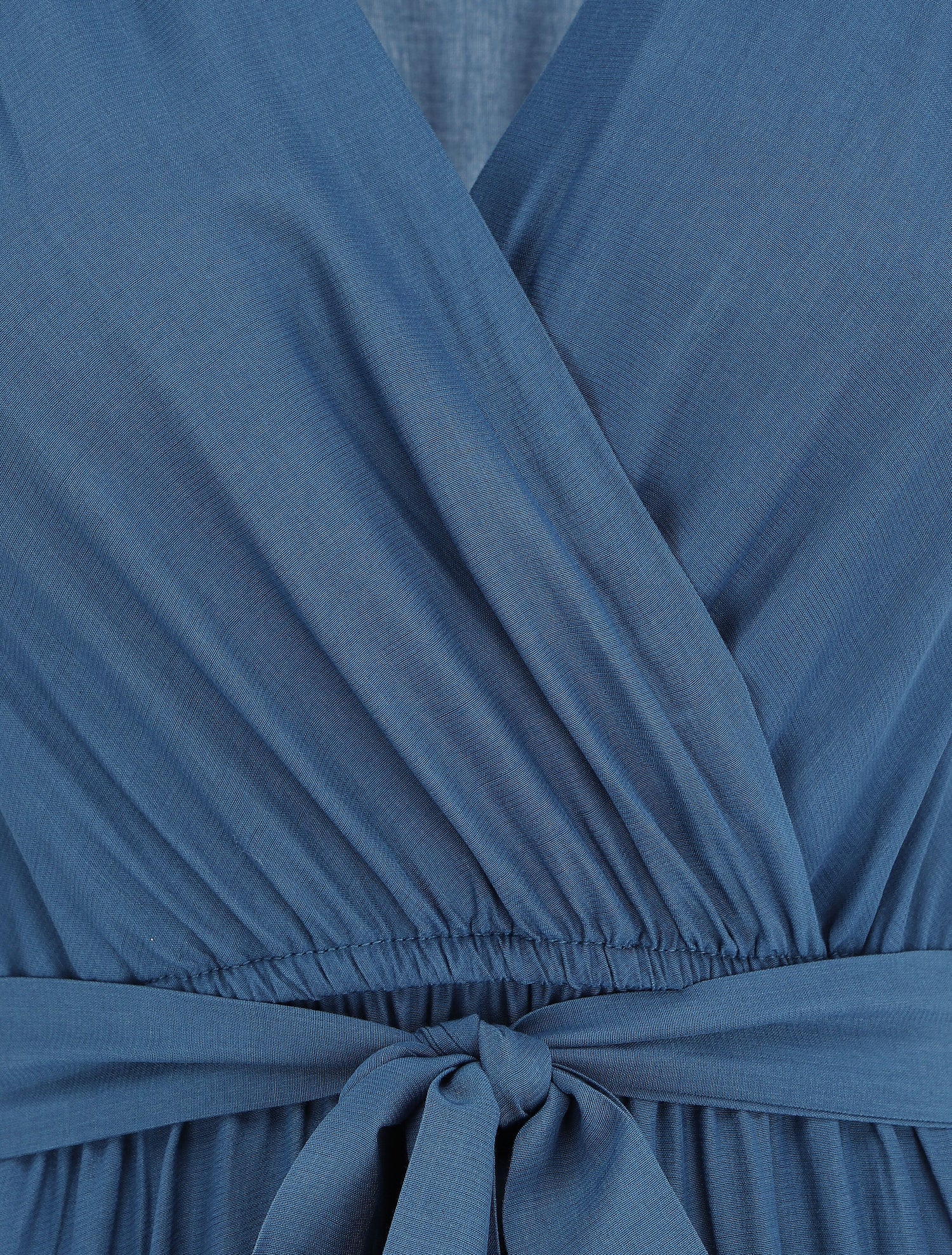 Robe longue unie évasée - Bleu - 3