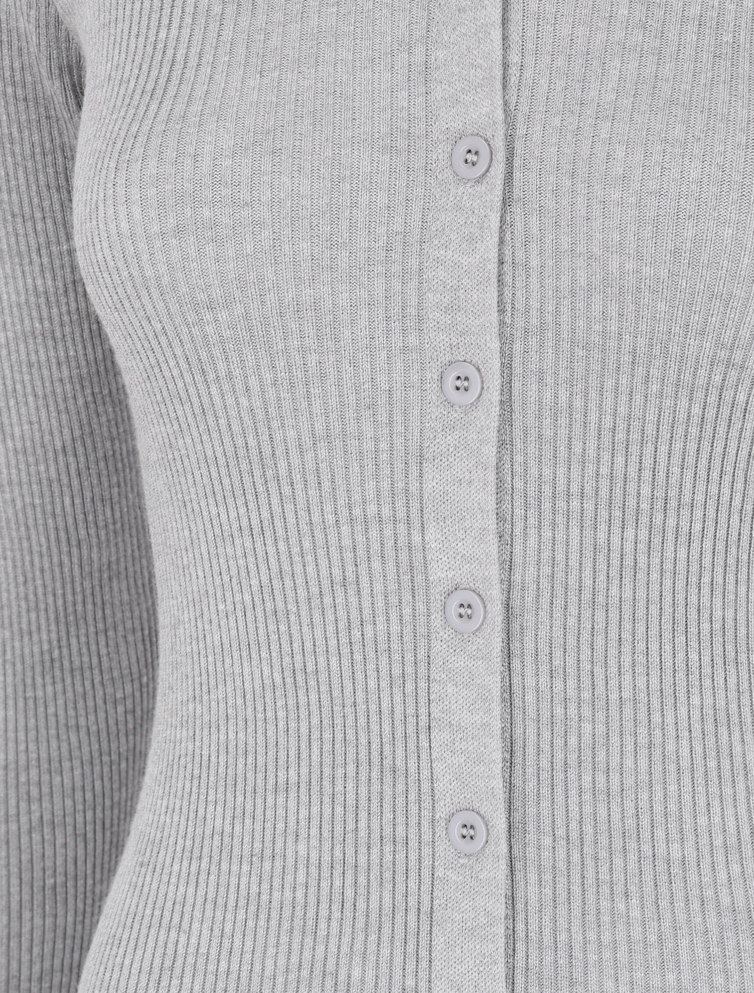 Robe pull boutonnée et côtelée - Gris clair - 3