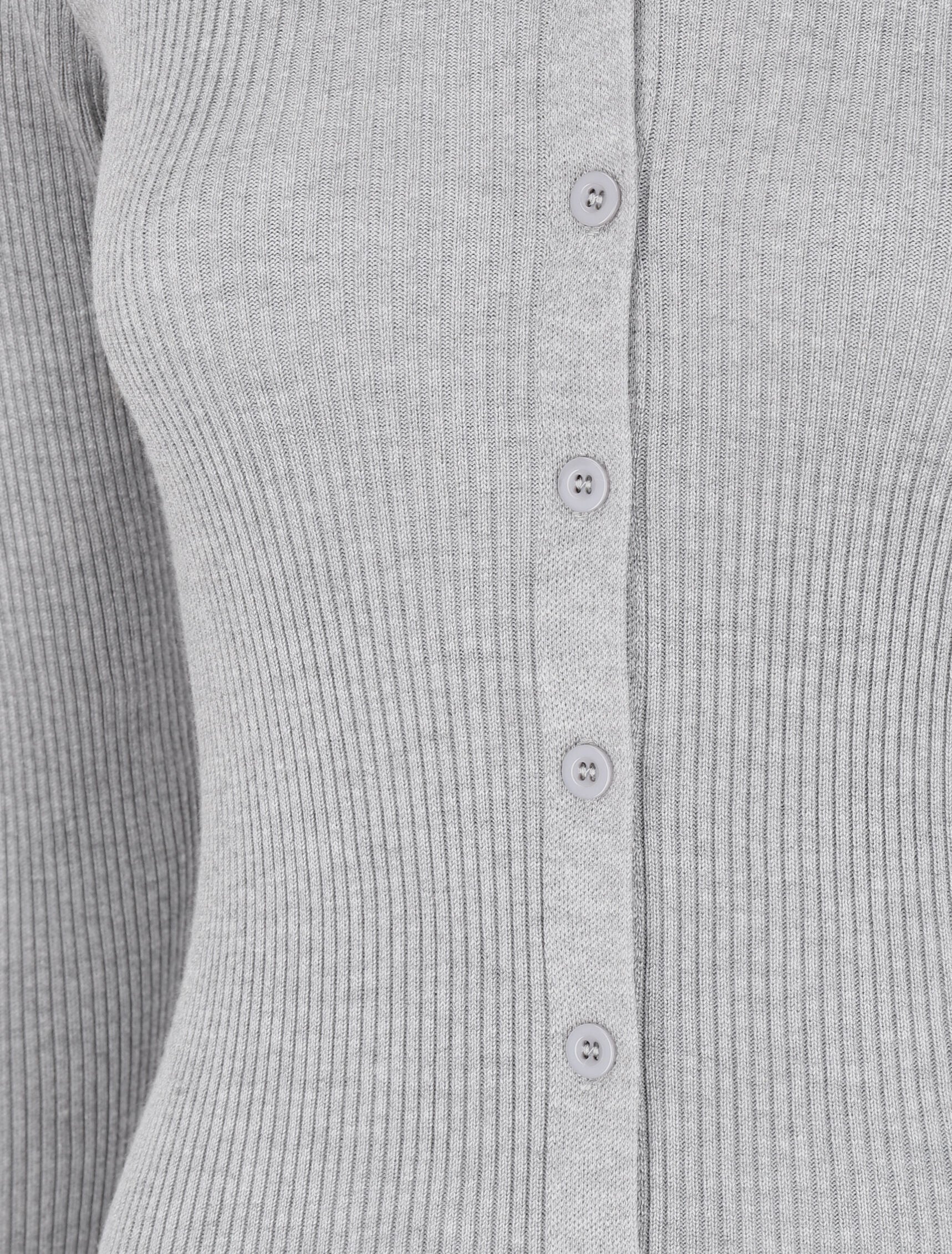 Robe pull boutonnée et côtelée - Gris clair - 3