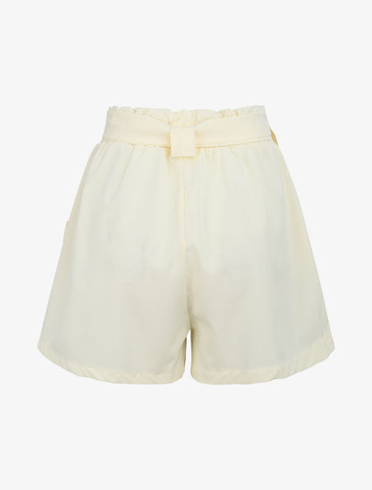 Short uni à taille élastiquée - Écru - 2