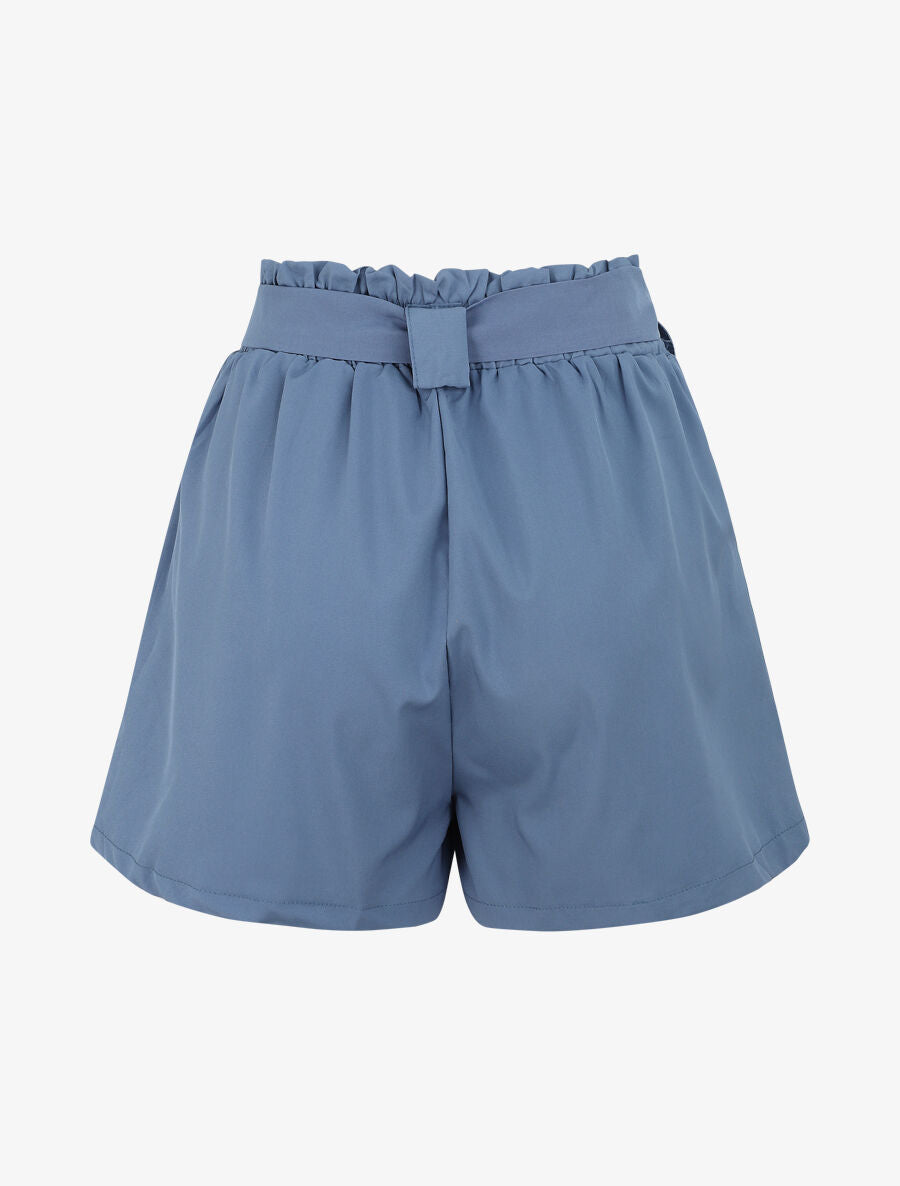 Short uni à taille élastiquée - Bleu - 2