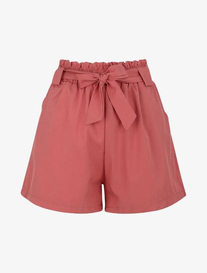 Short uni à taille élastiquée - Corail - 1