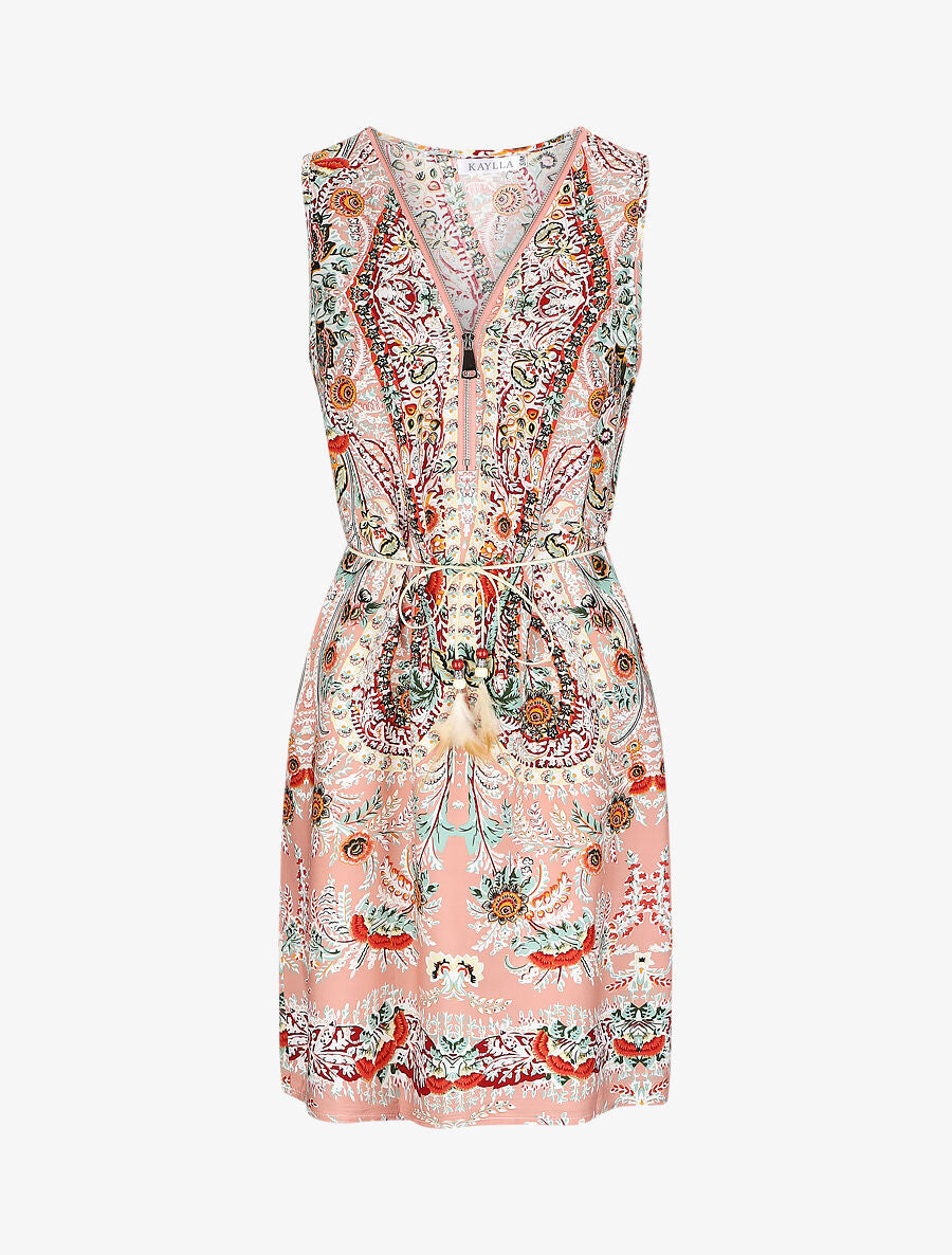 Robe mi-longue coupe droite - Rose - 1