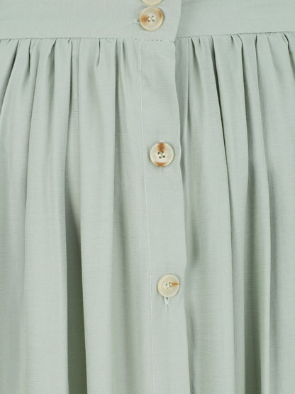 Jupe longue évasée et boutonnée - Vert - 3