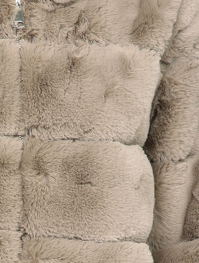 Manteau court en fausse fourrure - Taupe - 3