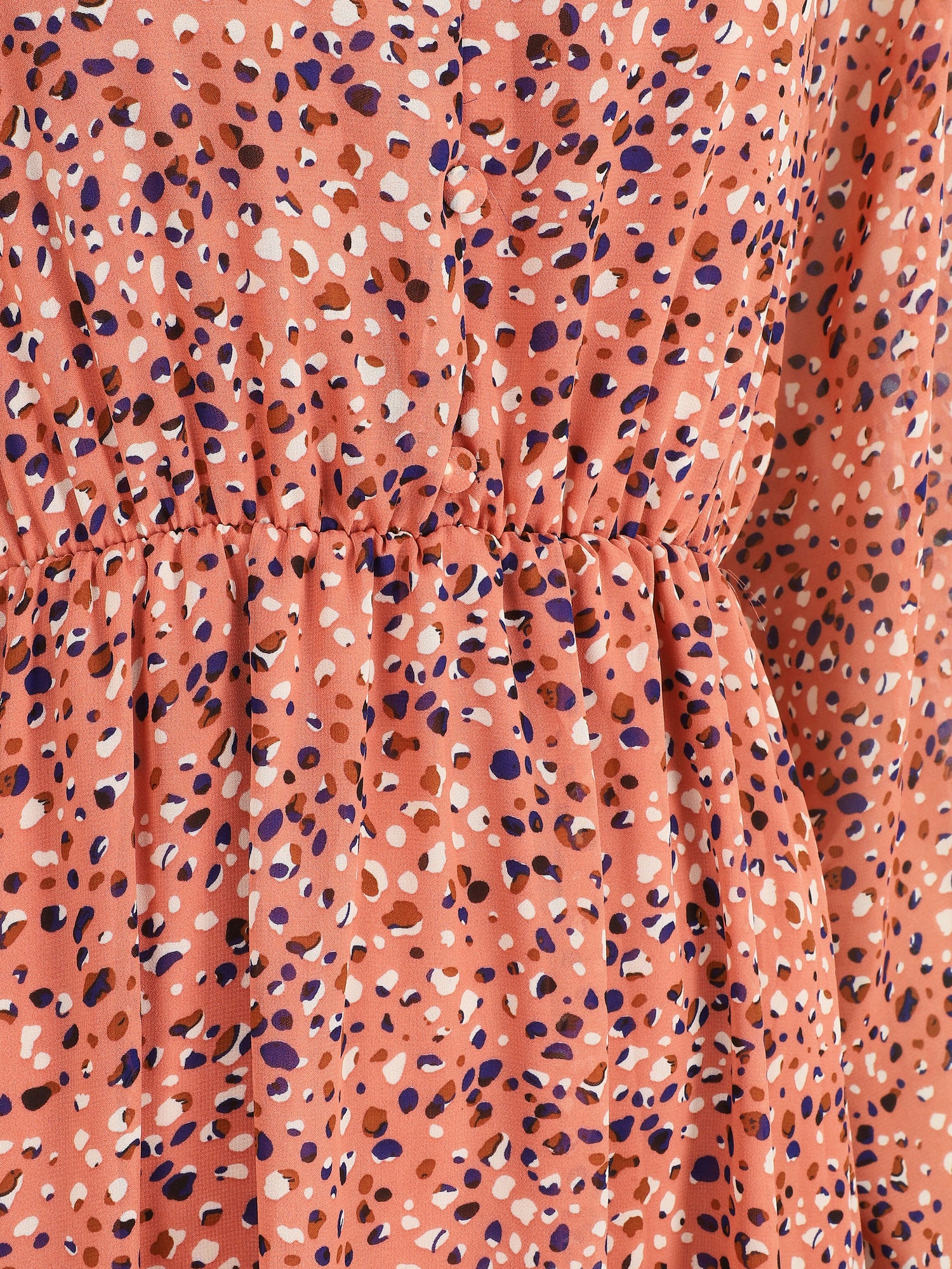 Robe longue col V imprimé moucheté - Rose - 3