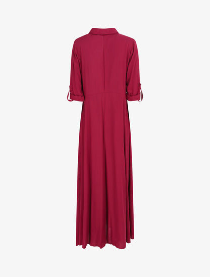 Robe chemise longue unie - Bordeaux - 2