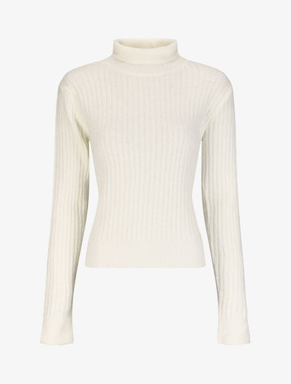 Pull en laine mélangée à col roulé - Blanc - 1