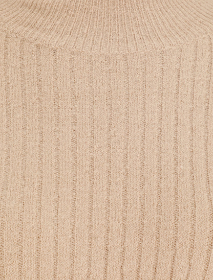 Pull en laine mélangée à col roulé - Beige - 3