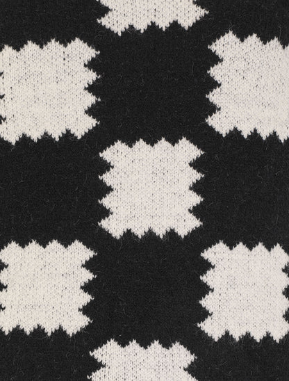 Pull en laine mélangée à motif graphique - Noir - 4