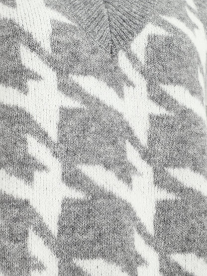 Pull sans manches à motif pied de poule - Gris - 3