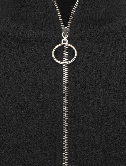 Pull uni à col montant zippé - Noir - 3