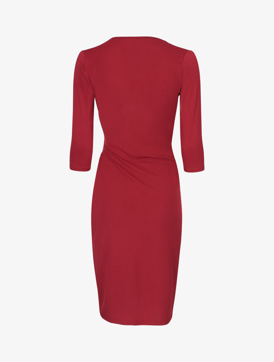 Robe unie drapée style portefeuille - Bordeaux - 2