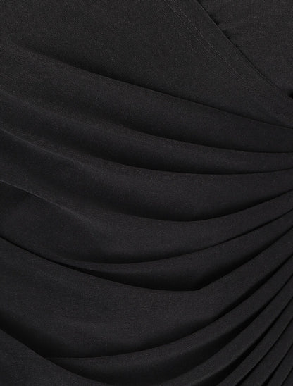 Robe unie drapée style portefeuille - Noir - 3