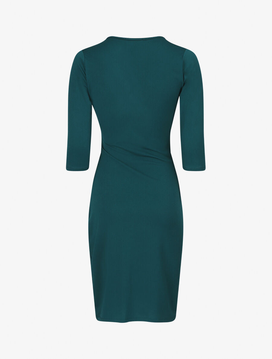 Robe unie drapée style portefeuille - Bleu canard - 2