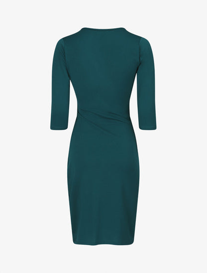Robe unie drapée style portefeuille - Bleu canard - 2