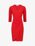 Robe unie drapée style portefeuille - Rouge - 5