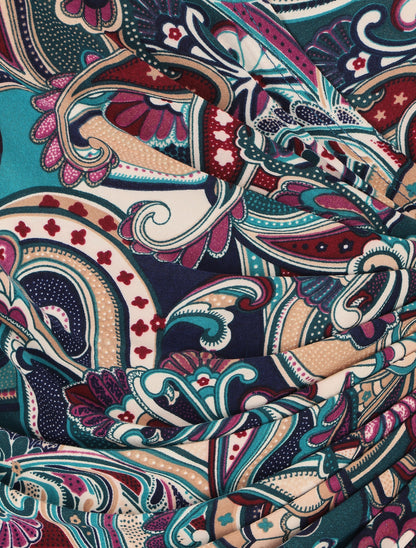 Robe drapée style portefeuille imprimé cachemire - Bleu - 3