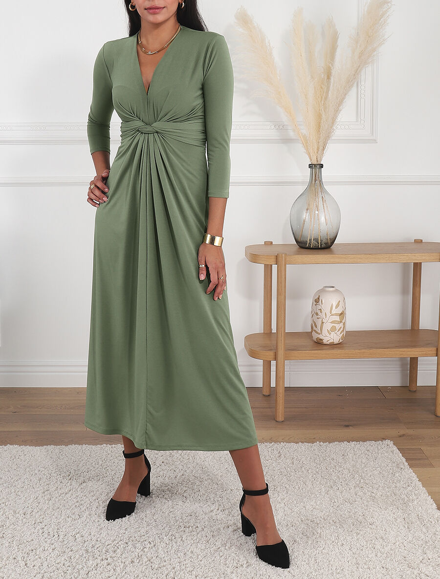 Robe longue fluide - Kaki - 4
