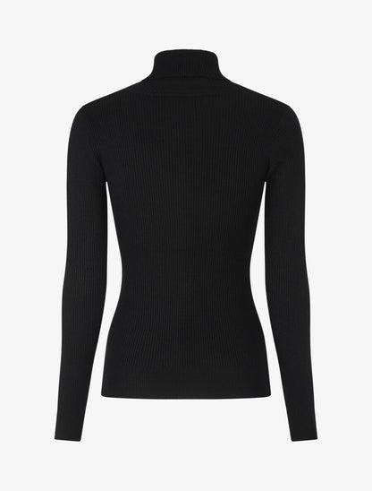Pull col roulé à boutons - Noir - 2