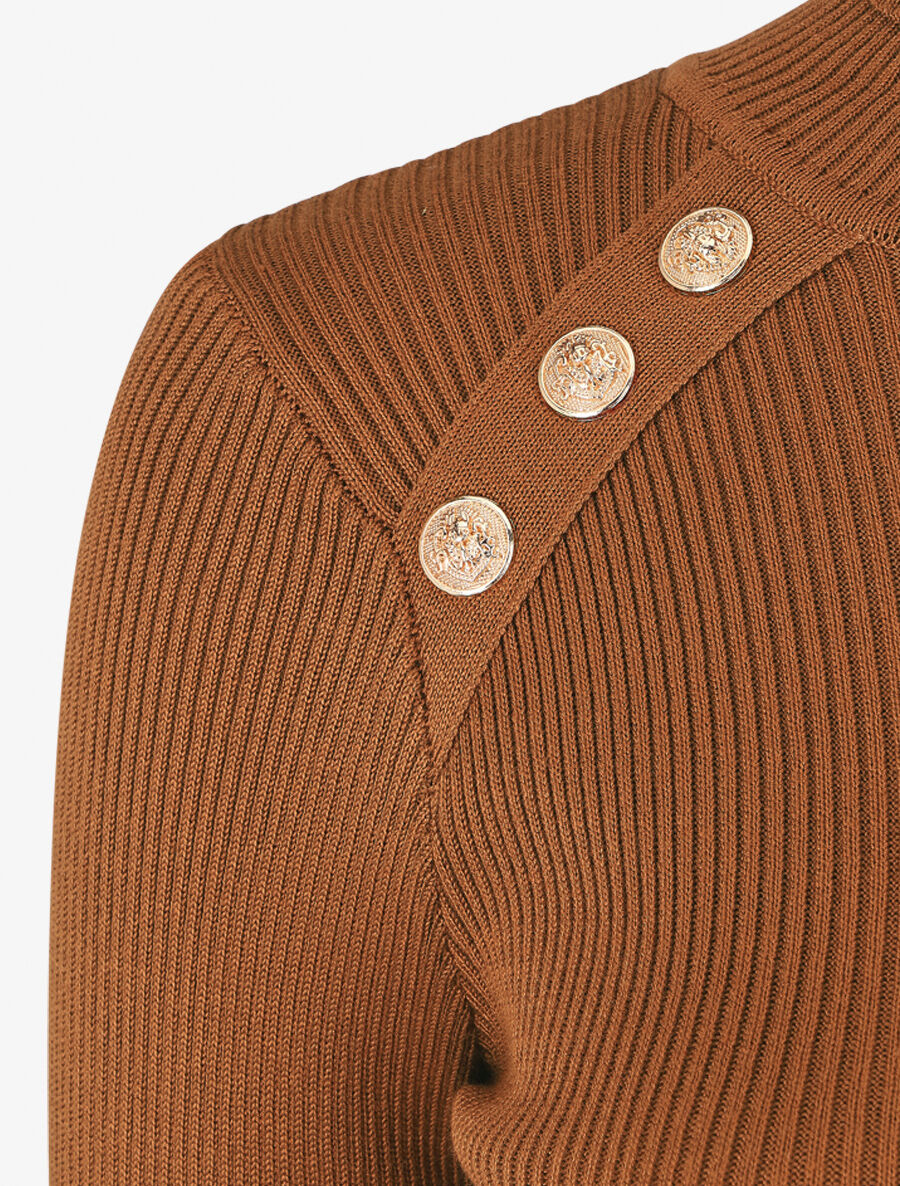 Pull col roulé à boutons - Camel - 3